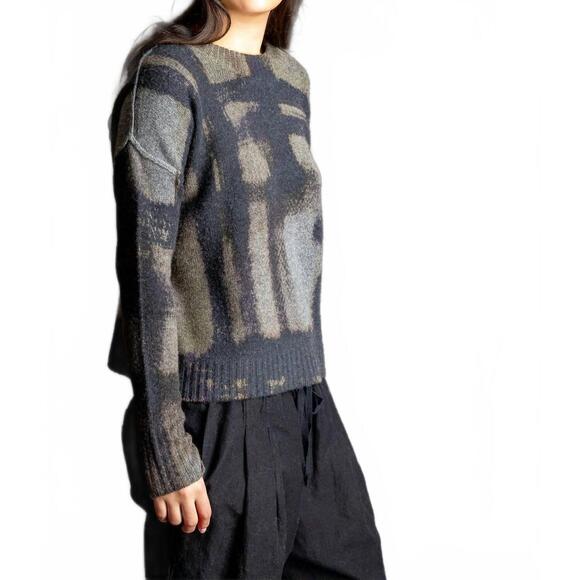 NEW GUH painted plaid crew sweater in shadow